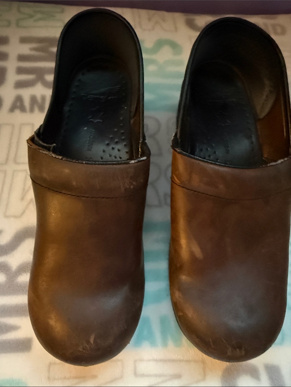 Dansko Brown Leather Slip-On Nursing Clogs Size 39